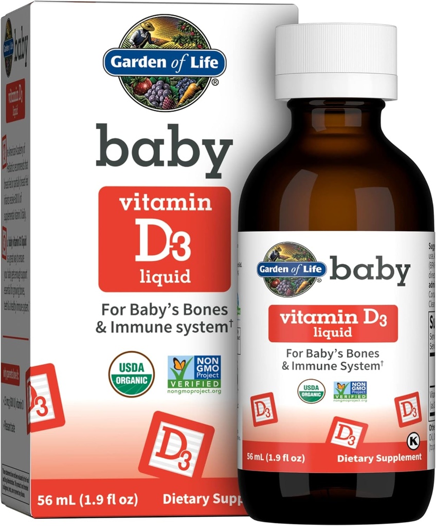 Life Baby Vitamin D3 Sıvı, 600 IU (15 mcg) Bebekler ve Toddler için Organik Sıvı Vitamin D, Baby's Bones & Immune System, Gluten Free & Non-GMO, 56 mL (1.9 fl oz) Sıvı Vitamin D