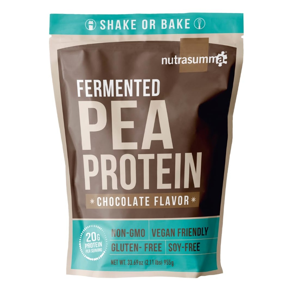 Nutrasumma Pea Protein Toz, Vegan Chocolate Flavor,% 100 Plant bazlı, Yapay Tatlıcılar, GMO, Gluten Free & Soy Free, 2.11 LB