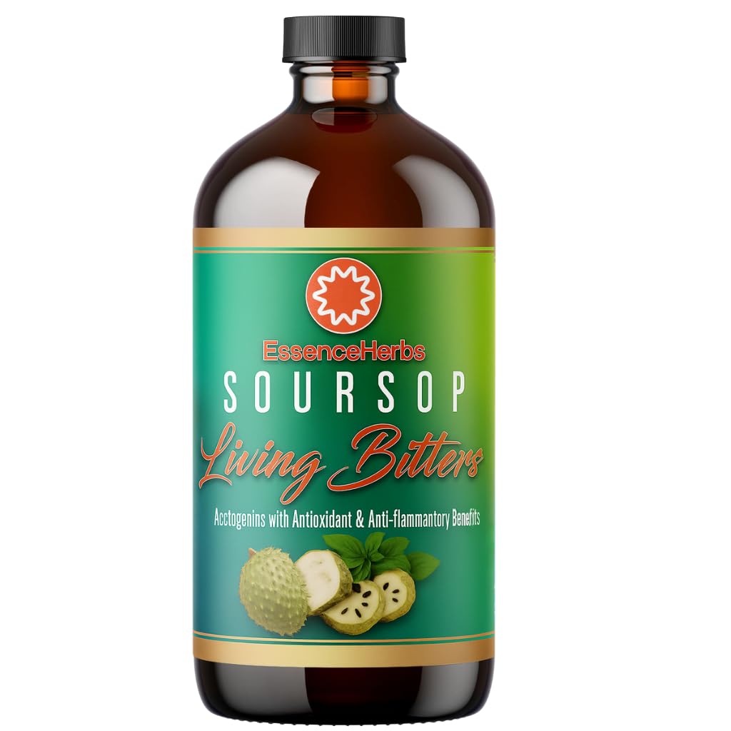 Βότανα Essence Soursop Bitters Υγρά για την Ανοσοποιητική Υποστήριξη & Υγεία των Ούλων με Φύλλα Soursop, Moringa, Μαύρος Σπόρος, Δέντρο Neem & Περισσότερα 16oz (πακέτο του 1)