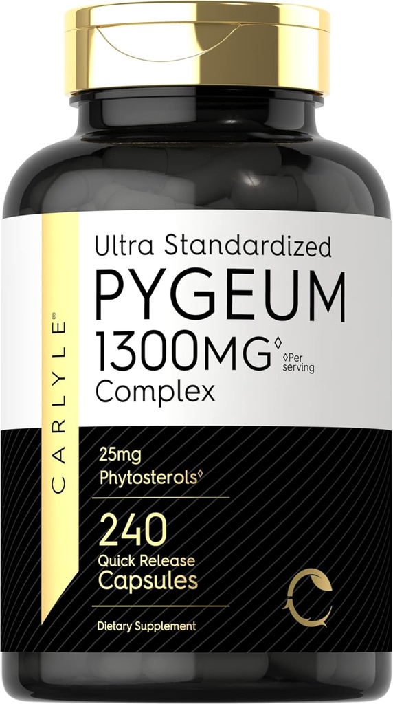 Carlyle Pygeum Supplement 1300 mg | 240 Capsules | Non-GMO, Gluten Free | Afrikaum Bark Ekstraksiyon Tamam