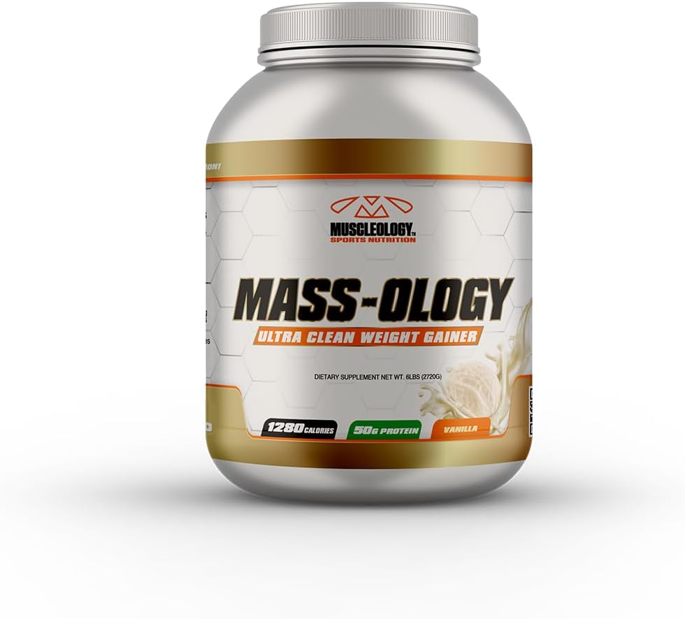 MUSCLEOLOGY Kilo Kazanıcı | Whey Protein Toz | Erkekler ve Kadınlar için Kas Builder | Vanilla, 7.8 lbs