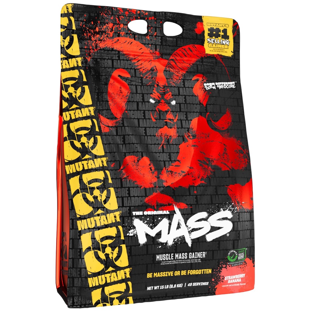 Mutant Mass Kilo Whey ile Protein Tozu ve Yüksek-Calorie Workout Shakes, Smoothies ve Drinks, 15 lb - Strawberry Banananana
