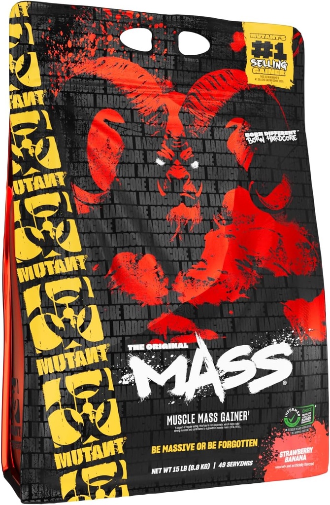 Mutant Mass Kilo Whey ile Protein Tozu ve Yüksek-Calorie Workout Shakes, Smoothies ve Drinks, 15 lb - Strawberry Banananana