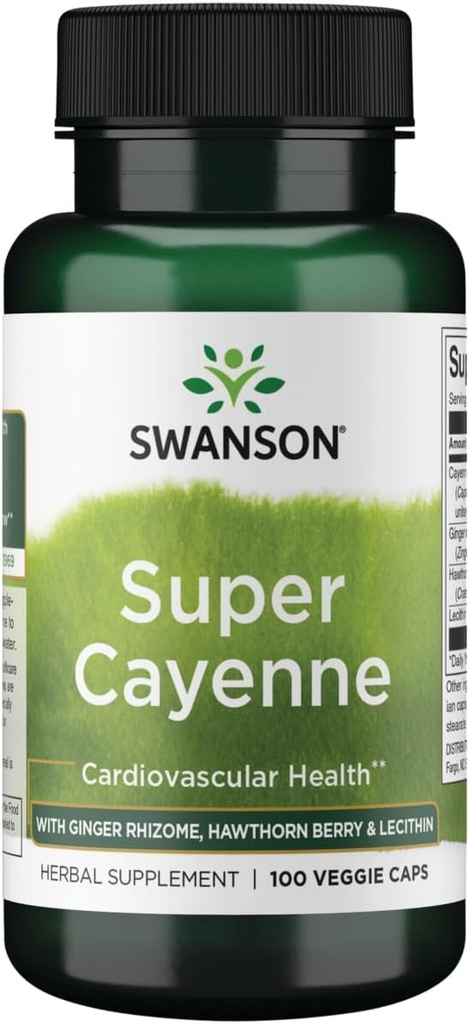 Swanson Super Cayenne - Ginger Rhizome, Hawthorn Berry & Lecithin 100 Veg Caps