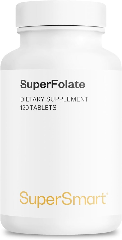 Supersmart SuperFolate 400mcg / 4g per Day (Patented & Bioavailable) - Quatrefolic 5-MTHF Supplement - Active Folate Vitamin B9 | Non-GMO & Gluten Free - 120 Tablets
