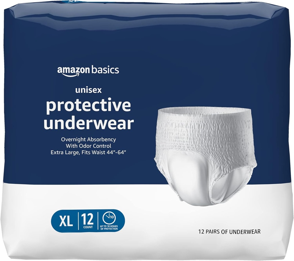 Temeller Unisex Koruyucu Underwear, Overnight Absorbency, Extra Large, 12 Count, (1 Pack of 12)