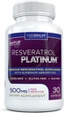 Resveratrol Platinum Antioksis Supplement: Güçlü Anti Aging Formula ile Saf, Doğal Trans Resveratrol Immune Support, Vitality ve Brain Health, 30 Gluten Free Veggie Capsules