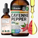 BIO KRAUTER® Cayenne Pepper Drops 684 mg - Pure Vegan Cayenne Pepper Supplements 2 Fl.Oz 28 Günlük Tedarik - Doğal Capsaicins for Digestive Support - Alkol & Sugar Free, Non-GMOMO