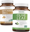 Nattokinase & Olive Leaf (6-Month Supply) Flow & Wellness Mix - Nattokinase 2000 FU Güçlü Doğal Fermented Soybeans (6-Month Supply) & Olive Leaf Super Strength% 20 Ol Europeinininase