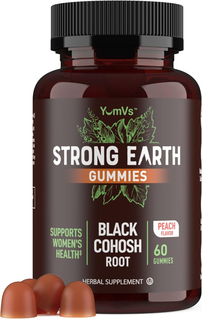 Black Cohosh Gummies for Menopause Relief, Hot Flashes & Night Sweats | 50mg Black Cohosh Root for Women | Gluten-Free, Vegetarian, Non-GMO | Hormone Balance Support | Yummy Peach Flavor | 60 Gummies