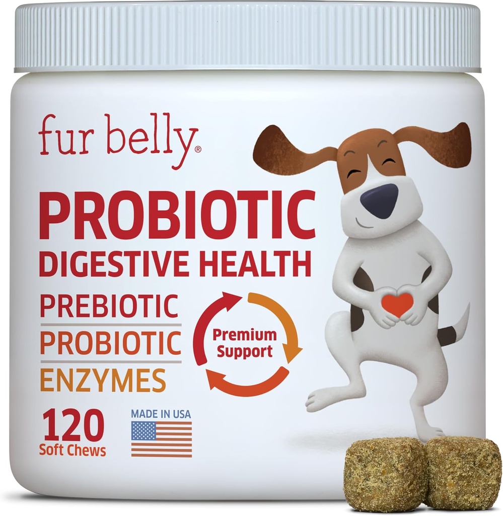 Probiotics for Dogs - Hot Spot Remedy for Dogs + Prebiotic - Dog Allergy Chews - Improve Digestion & Upset Tummy, Relieve Gas & Diarrhea, Dog Probiotics and Digestive Enzymes, 120 Dog Probiotic Chews
