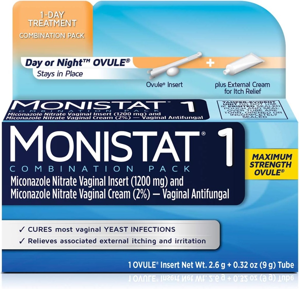 MONISTAT 1-Dose Yeast Enfeksiyon Tedavisi, 1 Ovule Ekle & Dış Itch Cream