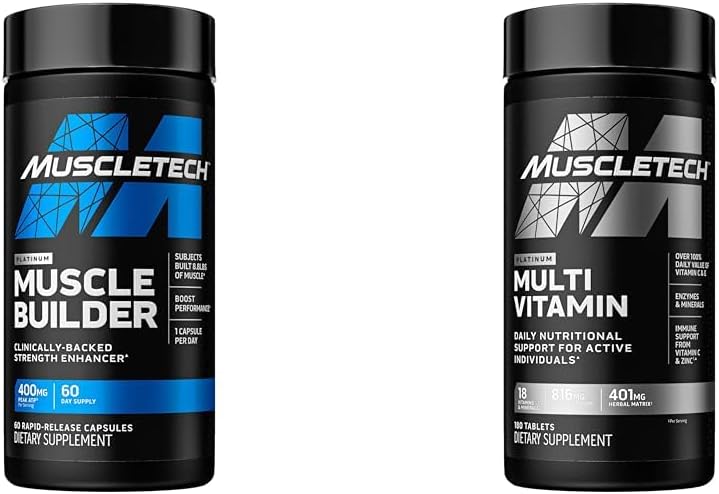 MuscleTech Muscle Building & Multivitamin Supplement Sche - Nitrik Branson ve Kas Winer 400 mg Peak ATP, 60 Pills & Platinum Multivitamin, 180 ctt