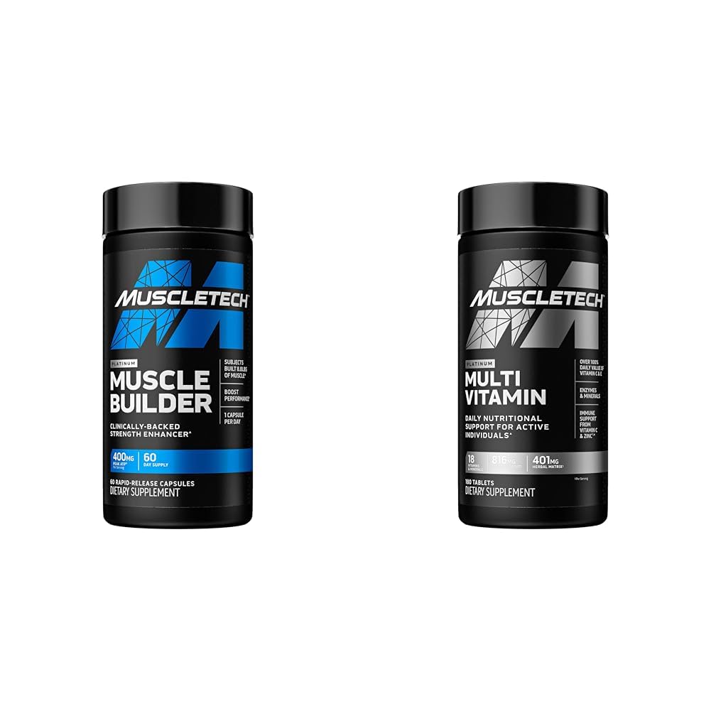 MuscleTech Muscle Building & Multivitamin Supplement Sche - Nitrik Branson ve Kas Winer 400 mg Peak ATP, 60 Pills & Platinum Multivitamin, 180 ctt