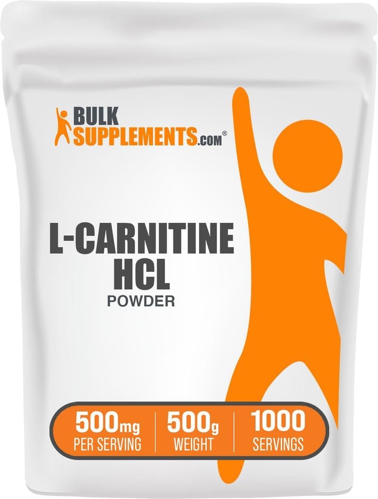 BulkSupplements.com L-Carnitine HCl Toz - Carnitine Supplement, Carnitine Toz, L-Carnitine 500 mg - Unflavored & Gluten Free, 500 mg per Service, 500g (1.1 lbs)