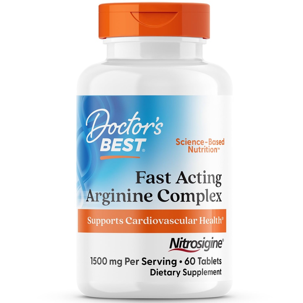 Doktorlar BEST Fast Acting Arginine Complex, Supports Cardiovascular Health, Non-GMO, Gluten Free, Soy Free, Vegan 60 Tabletler