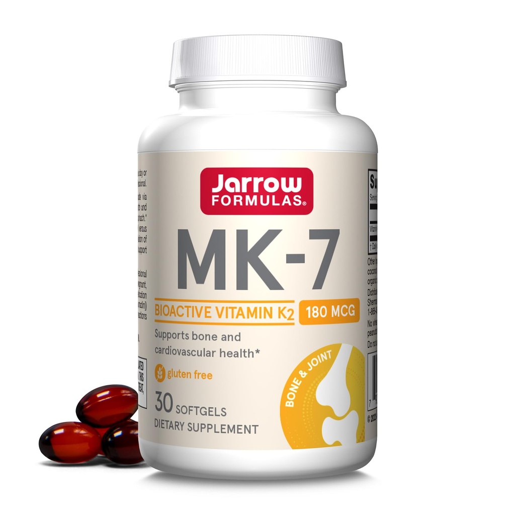 Jarow Formulas MK-7 180 mcg - 30 Softgels - Προϊόν Superior Vitamin K για την οικοδόμηση ισχυρών οστών - Υποστηρίζει την καρδιά και την καρδιαγγειακή υγεία - 30 υπηρεσίες