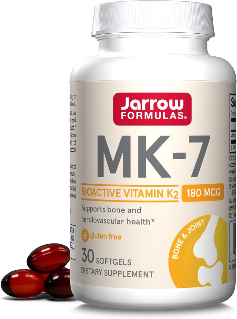 Jarrow Formulas MK-7 180 mcg - 30 Softgels - Güçlü Bones - Supports Heart & Cardiovascular Health - 30 Servisler