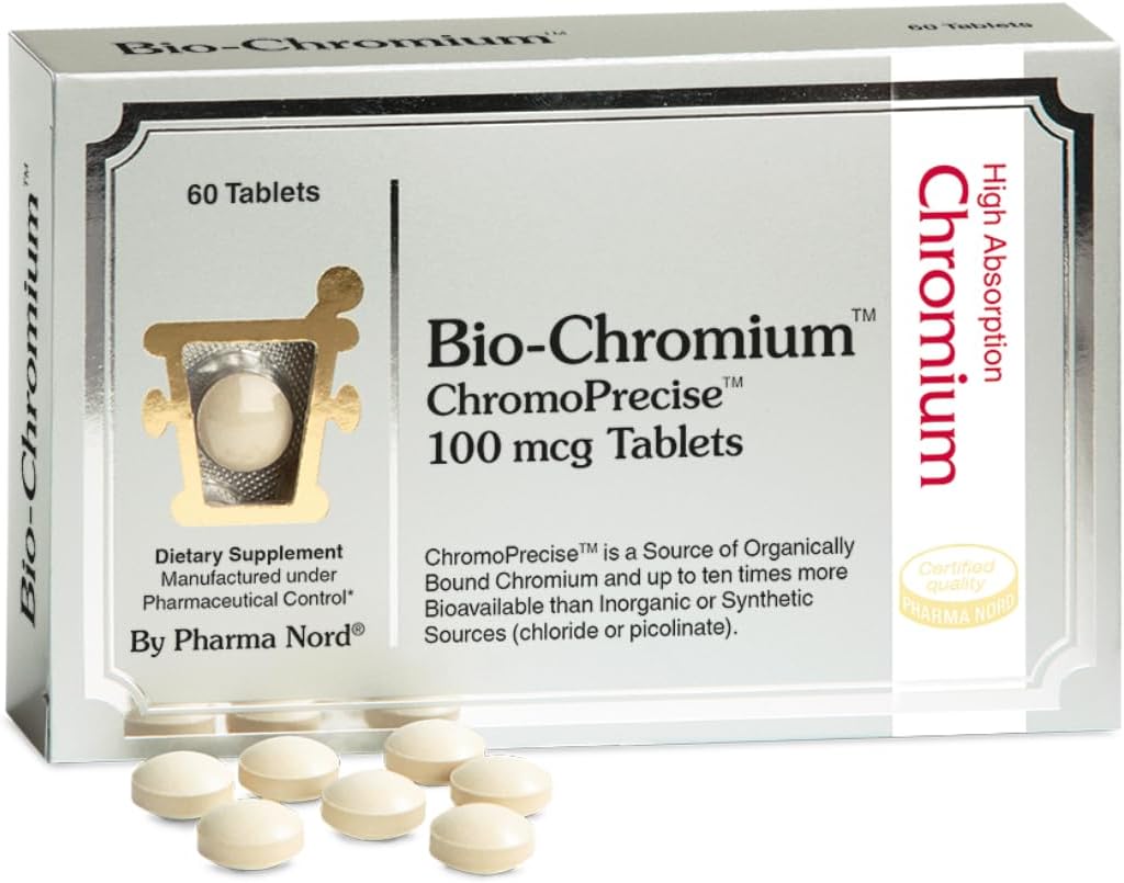 Bio-Chromium 100mcg | 10x Better Absorption | Patented Formula for preventing Cravings | ChromoPrecise Organic Chromium Supplement | Manufactured to Pharmaceutical Standards (60)