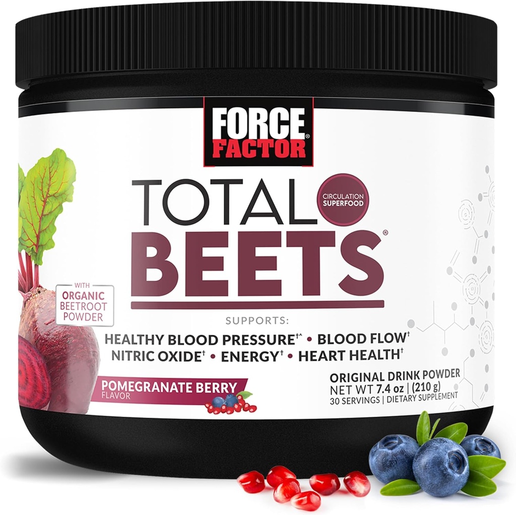 Kuvvet Faktörü Total Beets, Superfood Tozunu Circulation, Blood Flow, Nitrik Oksit, Enerji, Endurance ve Stamina, Cardiovascular Heart Health Supplement, 30 Hizmet