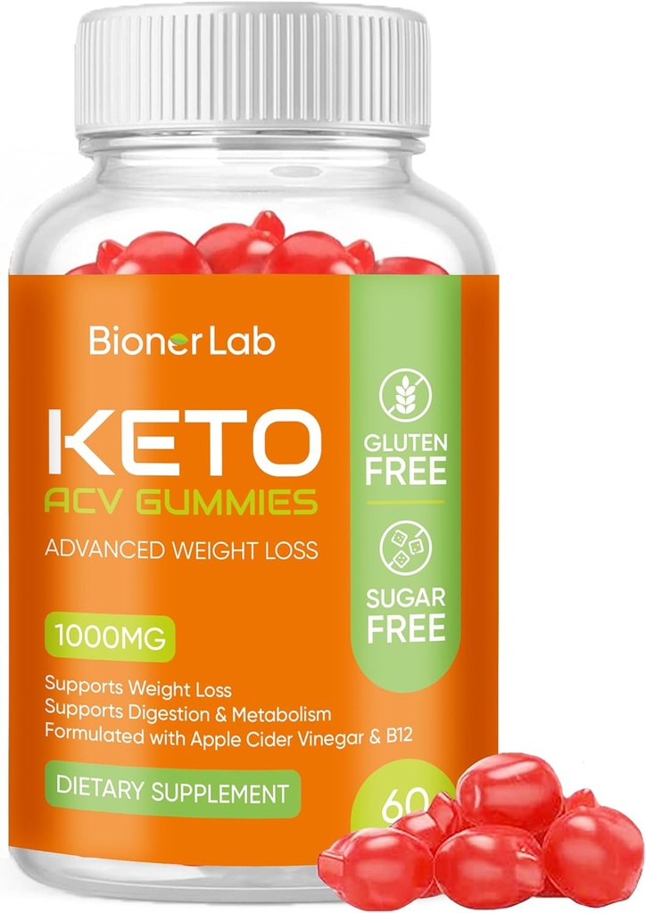 BionerLab Keto ACV Gummies for Advanced Weight Loss Rapid Bely Fat Burn - Ζάχαρη Χωρίς γλουτένη Pro Active Super Apple Cider Vinegar Diet Supplement for Men Women - Digestion Μεταβολισμός Hair Skin Health