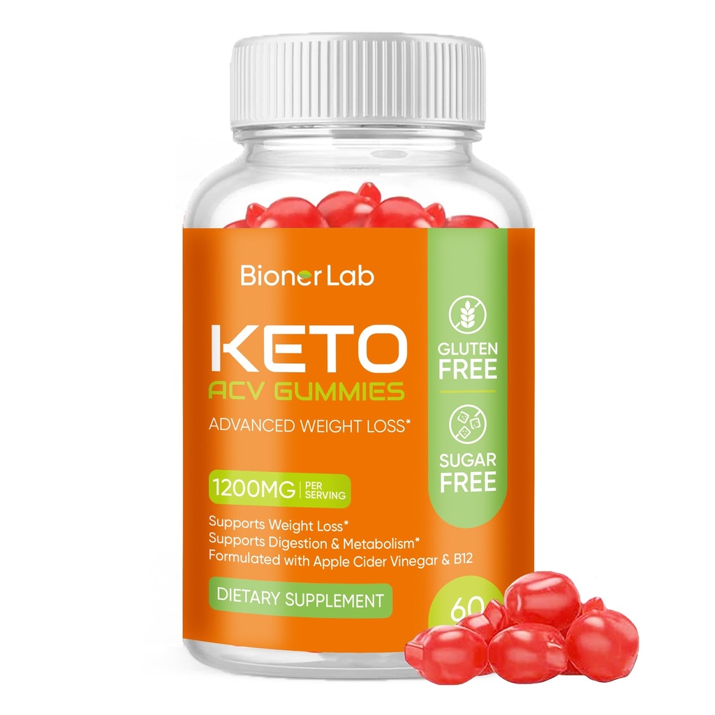 Gelişmiş Kilo Kaybı için BiyonerLab Keto ACV Gummies - Sugar Gluten Free Pro Active Super Apple Cider Vinegar Diyet Supplement for Men Women - Digestion Metabolism Hair Skin Health