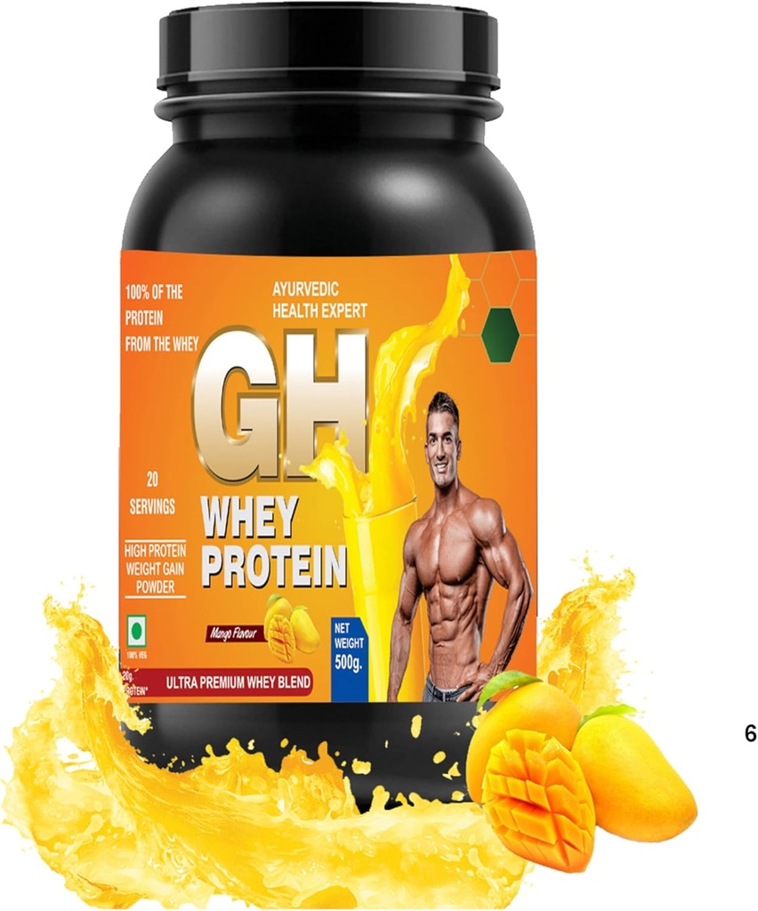 GH WHEY proteini, Ultra Premium Faster Recovery, Abhidrasyon ve Lean Kas Büyüme (1.1lbs, Mango Flavor)