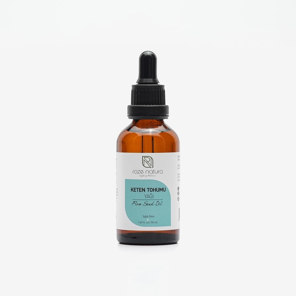 Cold Pressed Food Grade Flaxseed Oil, 1.69 oz (50 ml)| No Dyes veya Alkol |%100 Pure | Non-GMO, Nomixs, Amber