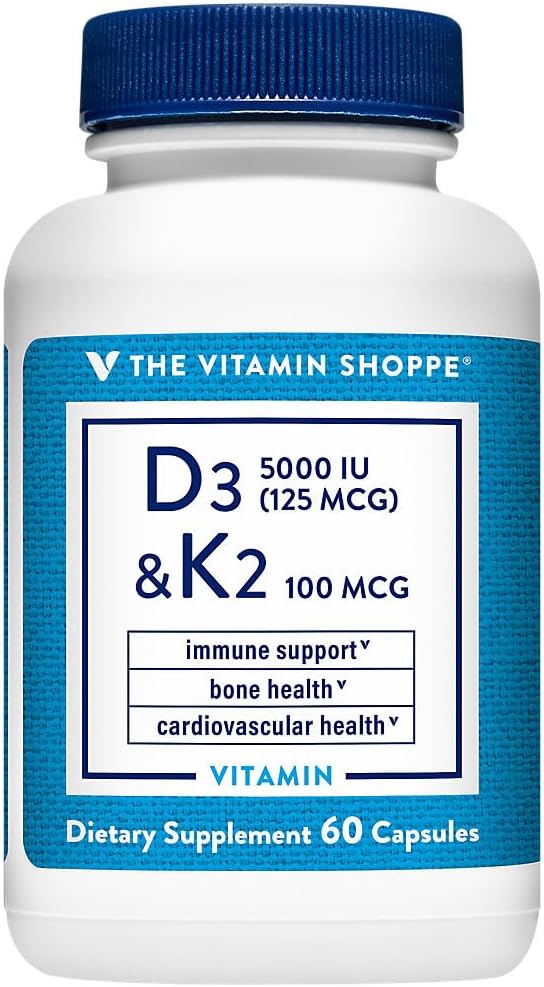 Βιταμίνη D3 & K2 - Ανοσολογική Υποστήριξη & Υγεία των οστών - 5.000 IU (60 Κάψουλες)
