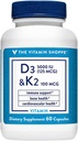 Vitamin D3 & K2 - Immune Support & Bone Health - 5,000 IU (60 Capsules)