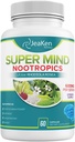 Super Mind - Nootropics Cognitive Advancedr - Brain Boost Supplement with Natural Materialss - Bacopa Monnieri - Rhodiola Rosea - Ginkgo Biloba - B12-60 Vegan Capsules ABD'de Yapıldı