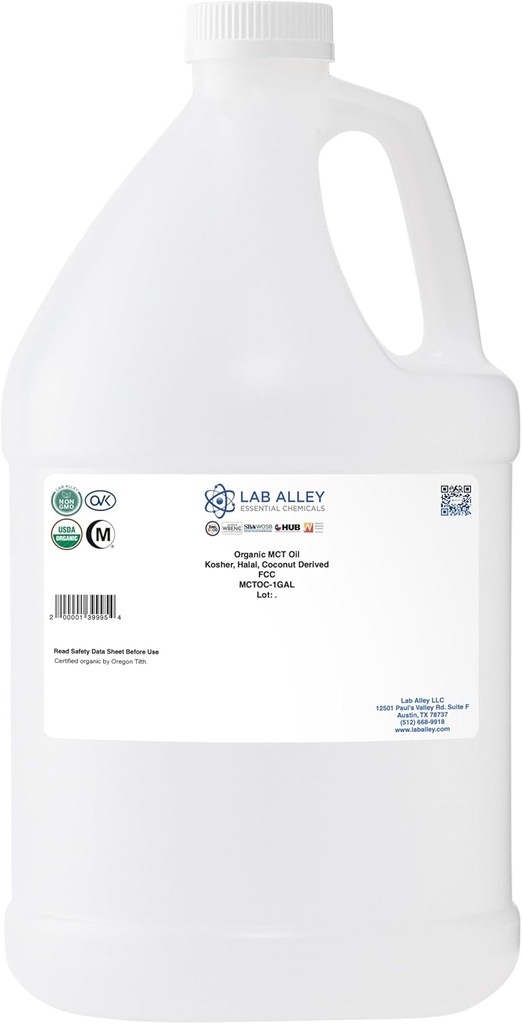 Lab Alley MCT Petrol, USDA Organik Piramit, Kosher sertifikalı, Halal, Non-GMO - 1 Gallon