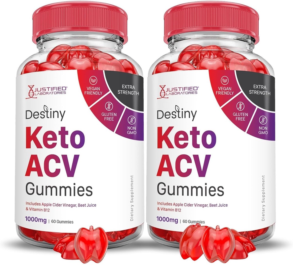 Justified Laboratories (2 Pack Destiny Keto ACV Gummies Advanced Formula 1000MG Destiny Chem Gummies Apple Cider Vinegar Formula B12 Vegan Non GMO 120 Gummys