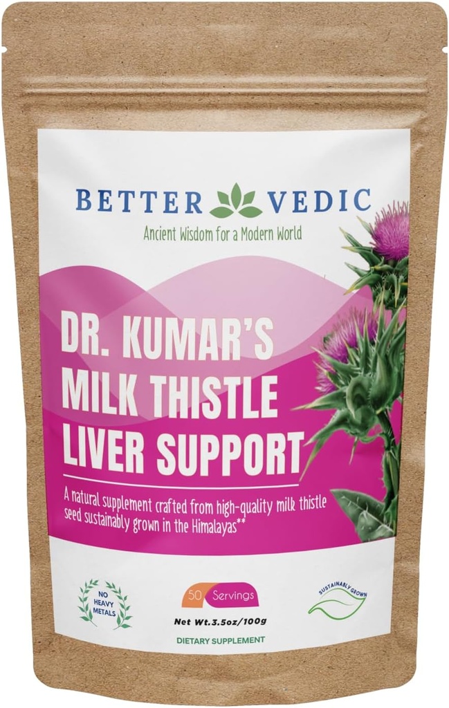 Γάλα Γαϊδουράγκαθο Max - Liver Support - Pure Milk Γαϊδουράγκαθο σε σκόνη - Silymarin, Παραδοσιακό Ayurveda βοτανικό συμπλήρωμα - Vegan, Solar Αποξηραμένο, Δεν Συντηρητικά - 3.53 oz - 50 Υπηρεσίες