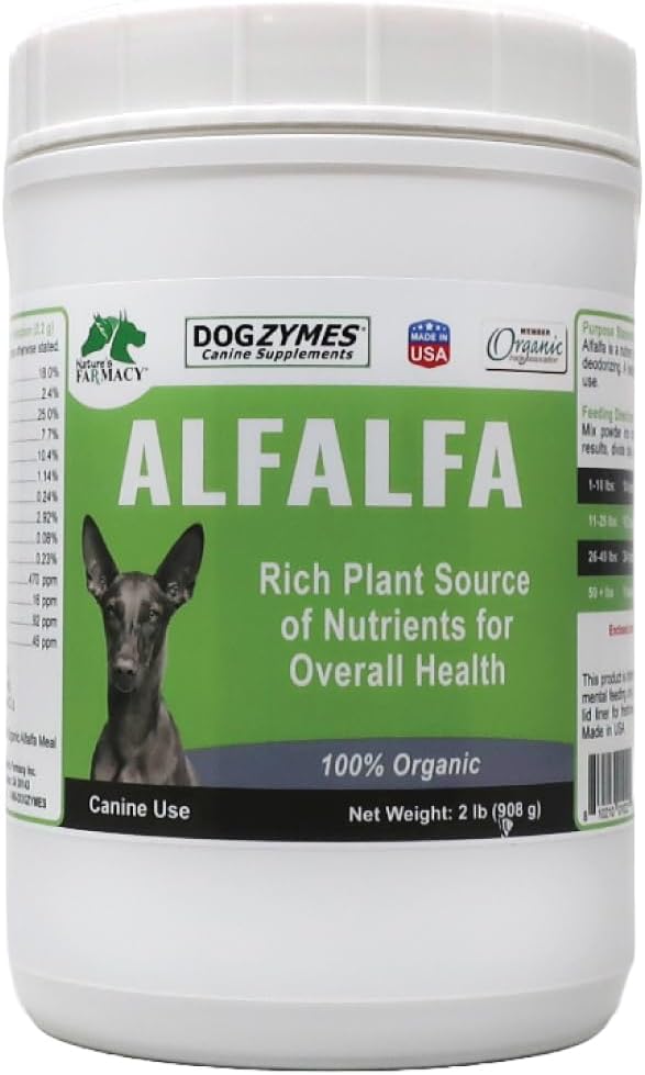 Dogzymes Organik Alfalfa - Vitaminlerin ve Minerallerin Zengin Kaynağı, Anemi'den gelen her şeye yardım etmek, Arthritis ve Overly-Acidic Urine ile savaşmak ve Stave Off Bladder Enfeksiyonlarına Yardımcı Olmak (2 Pound)