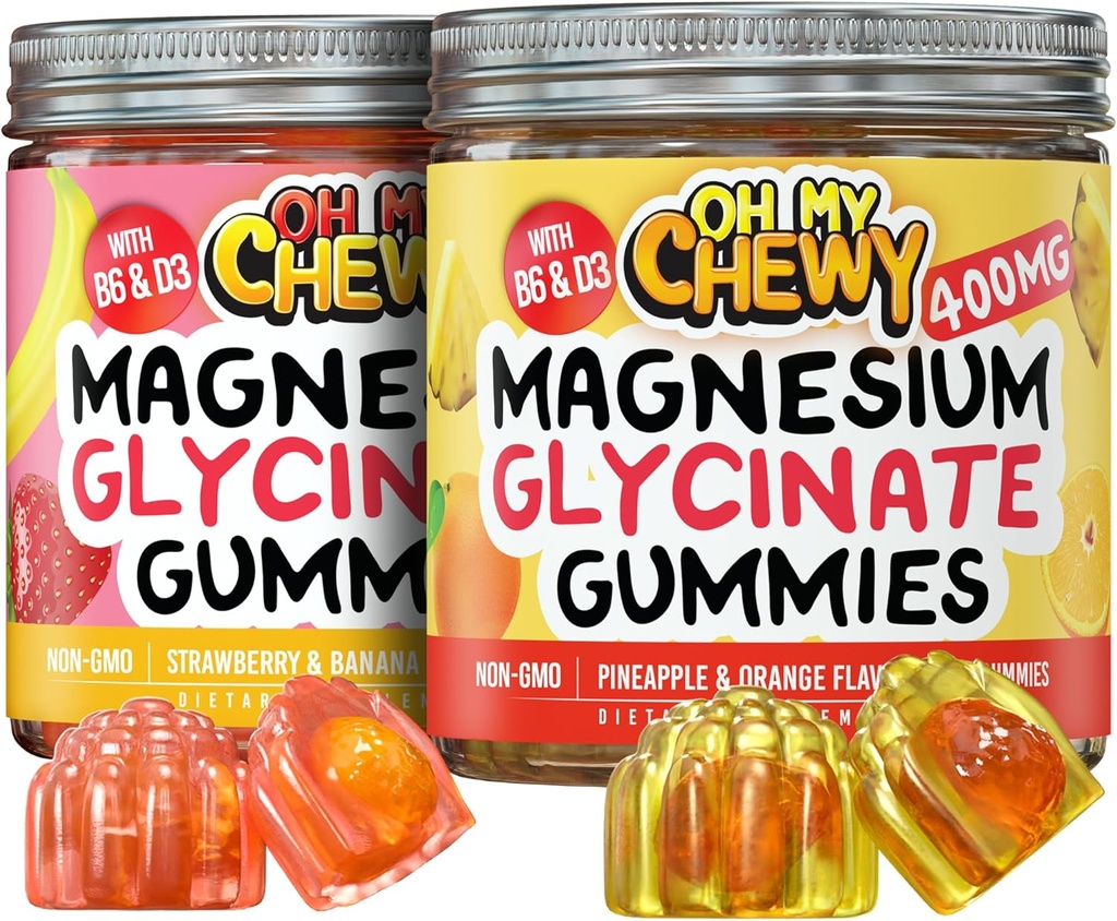 Magnesium Gummies Bundle – 2 μπουκάλια (60 το καθένα) – Φράουλα Μπανάνα & Ανανά πορτοκάλι