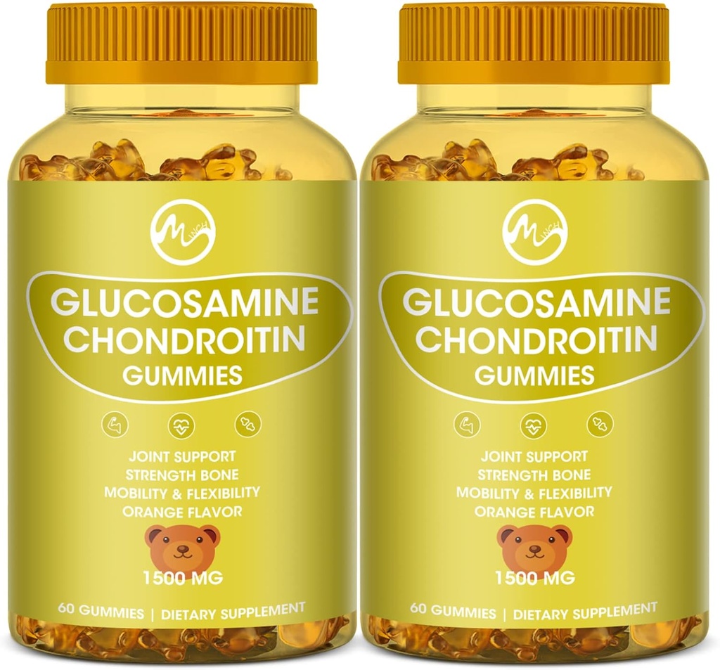 MSM ile Glucosamine Chondroitin Gummies - Ortak Destek için 1500 mg Ekstra Güç, Immune Support - Yetişkinler için, Men & Women, 60 Counts of 2