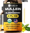 FabLab Mullein Leaf Extract with Elderberry 4 Fl Oz - Amerika'da Yapıldı - Daha İyi Lung için Merdiven - Lung Detox için Merdiven - Bronchial Cleanse for Smokers - Respiratory Herbal Supplement