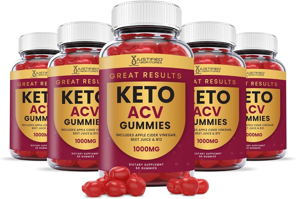 (5 Pack) Büyük Sonuçlar Keto ACV Gummies Gelişmiş Formula 1000MG Büyük Sonuçlar Keto Gummies Apple Cider Vinegar Formula B12 Vegan Non GMO 300 Gummys