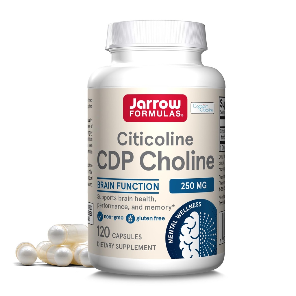 Jarrow Formulas Citicoline CDP Choline 250 MG, CDP Choline συμπλήρωμα υποστηρίζει την υγεία του εγκεφάλου, την απόδοση και τη μνήμη, 120 κάψουλες, μέχρι 120 ημέρες προσφοράς