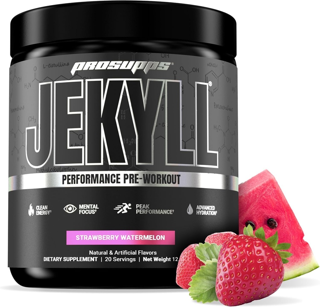 PROSUPPS Dr. Jekyll Performance Pre Workout Toz - Low-Sulant Preworkout Supports Muscle, Focus & Energy - Caffeine-Free Gym & Fitness Supplements (Strawberry Watermelon, 30 Hizmet)