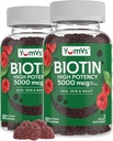 YumVs Biotin Gummies 5000 Live - Luscious Raspberry Flavor - Kadın veya Erkekler için Hızlı Saç Büyümeleri - Saç, Skin & Nails Vitaminleri - Saç Gummy - Vegetarian Biotin Supplement (60 Ct., 2pk)