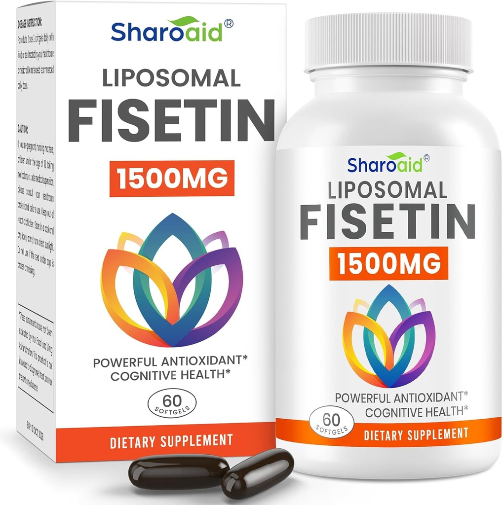 1500 mg Fisetin Supplements - Liposomal Delivery ile Güçlü Aborpsiyon,%98 Saf Fisetin, Sağlıklı Ağlama içinPolyol Antioksi - 1 Şişe, Yetişkinler için 60 Softgel