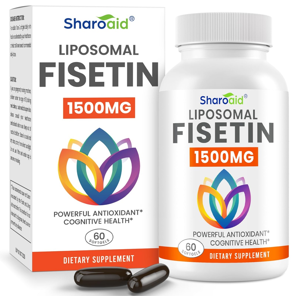 1500mg Fisetin Συμπληρώματα - Ισχυρή απορρόφηση με λιποσωμική παράδοση,98% καθαρό Fisetin,Polyphenol Antioxidant για υγιή γήρανση,Non-GMO - 1 μπουκάλια, 60 Softgels για ενήλικες