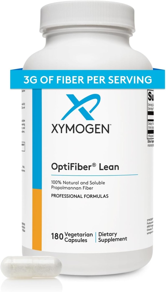 XYMOGEN OptiFiber Lean, Ημερήσια χάπια συμπλήρωμα ινών - 100% φυσικό διαλυτό Propolmannan Dietary Fiber - Υποστηρίξτε την πέψη, τον κορεσμό και την κανονικότητα - εξυπηρετεί ως προβιοτικό (120 κάψουλες)