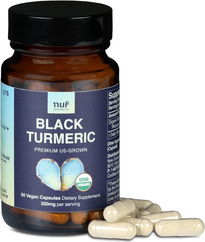 NUF- Organik Siyah Turmeric 350 mg All Root Vegan Capsules- US Grown- Gluten Free - Non GMO- Ortak Destek - Sağlıklı Inflammatory Yanıt - Proper Immune Function
