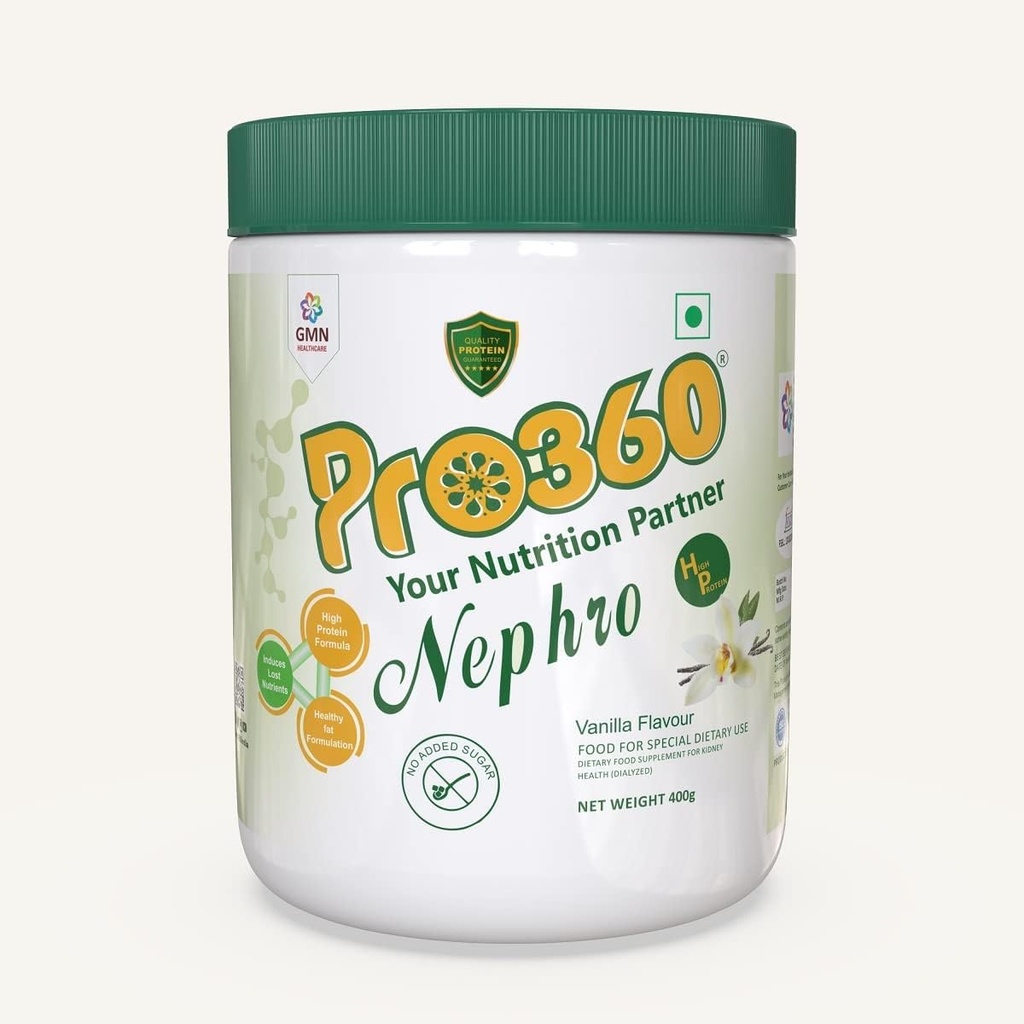 Veena Pro360 Nephro HP - Diiyal Bakım Beslenme proteini İçgörü (Vanilla Flavour) Kidney/Renal Health için Özel Diyet Supplement, 400 Gm