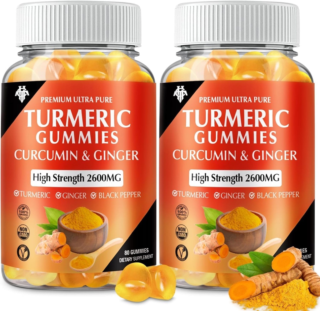 Turmeric Curcumin Gummies with Ginger & Black Pepper Vegan Pectin Formula for Immune Boost, Sağlıklı Skin & Ortak Destek Yetişkinler için Faydalı Tamamlayıcı