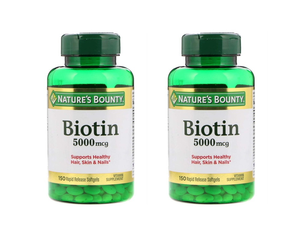 2 Nature's Bounty® Biotin 5000 mcg, 150 Softgels