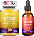 Magnezyum Glycinate / Yetişkinler, Uyku, Rahatlama ve Focus, Pineapple Flavor & Liquid ile Magnezyum Citrate & Taurate, Strawberry Flavor